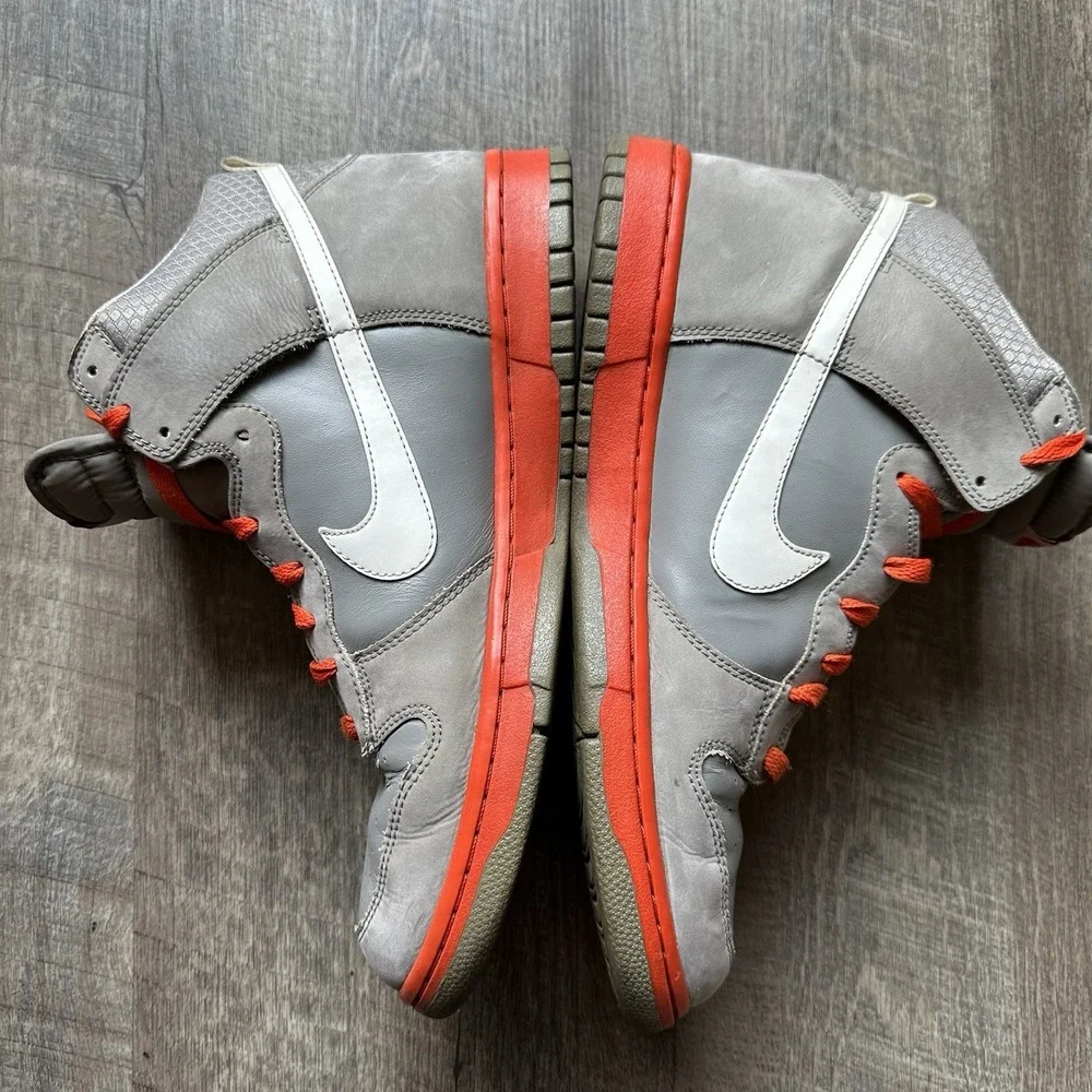 Nike Dunk High Light Charcoal‎ Grey Team Orange 317982-012 Og Rare Men's Size 12